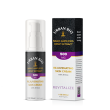 Load image into Gallery viewer, Urban Bio Rejuvenating Skin Cream 500 mg 1 fl oz bottle Nano Amplified Hemp extract with Menthol and Arnica Hydrate and nourish your skin with a refreshing blend of fruit extracts, antioxidants, and nutrients. This silky therapeutic cream keeps skin soft