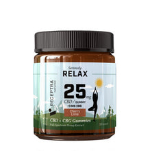 Load image into Gallery viewer, Receptra Seriously Relax 25mg CBD + CBG Gummies / 30ct Jar