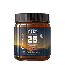 Load image into Gallery viewer, Receptra Rest for Nighttime CBD Gummies 25mg Mountain Strawberry CBD + CBN Gummies