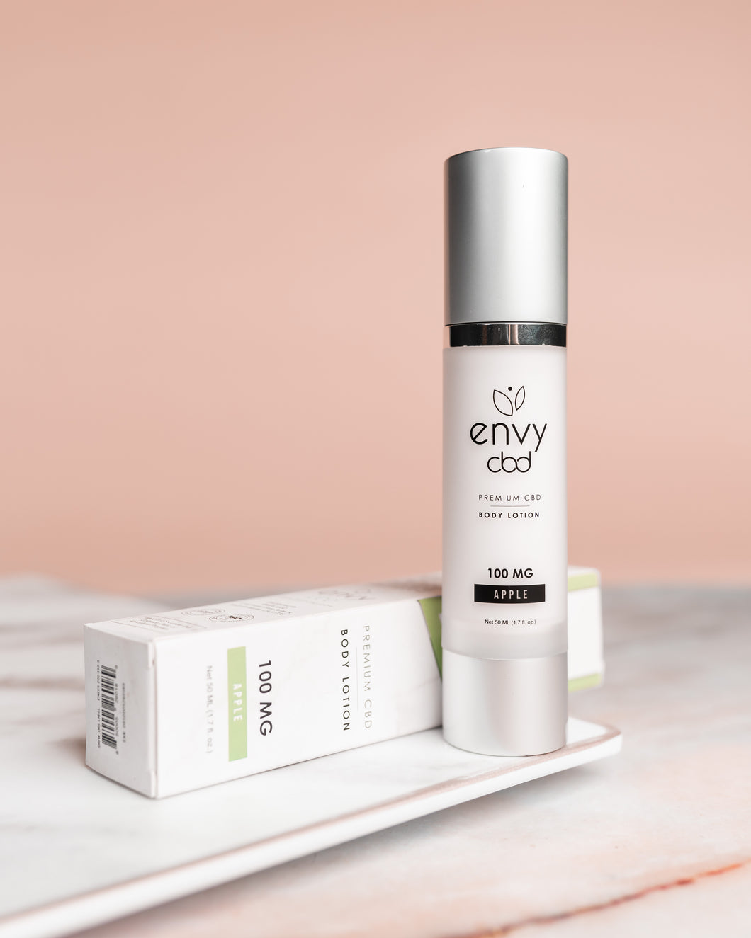 Envy Premium CBD Hemp extract Body Lotion Apple 100MG net 1.7 fl oz | Envy’s Green Apple-scented Body Lotion fuses its Full Spectrum hemp extract oil with organic ingredients designed to restore the skin to its natural beauty and glow