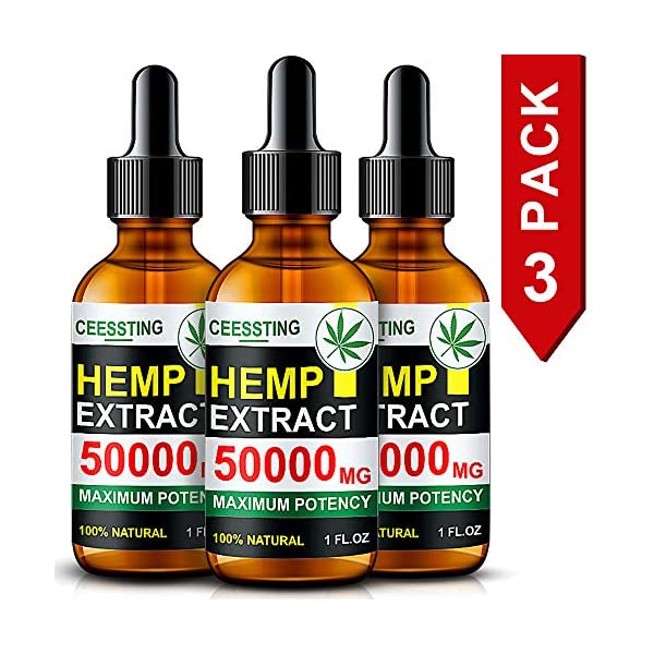 Envisha Hemp Oil CBD 50000mg (3 Pack) Dietary Supplement Herbal Tincture Drops 30ml 1 fl.oz.