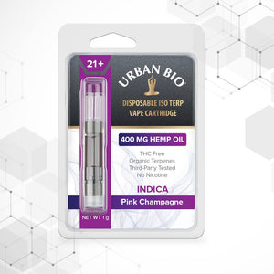 CBD Urban Bio Indica Disposable ISO Terp Cartridges 400mg 1 gram cartridge